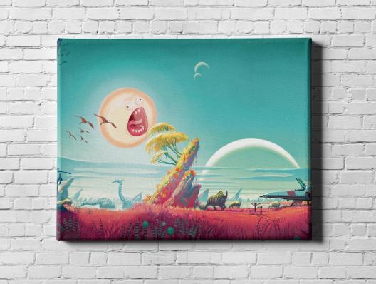 Картина на холсте в подарок- "Рик и Морти: Кричащее солнце", размер 40х50см