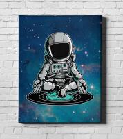 Картина на холсте в подарок - "Космонавт медитирует", размер 40х50см