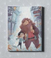 Картина на холсте в подарок  - "Гарри Поттер: Гарри и Хагрид", размер 30х40см