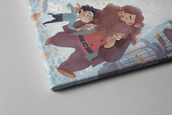 Картина на холсте в подарок  - "Гарри Поттер: Гарри и Хагрид", размер 30х40см