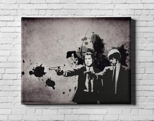 Картина на холсте в подарок- Фильм "Криминальное чтиво" Джулс и Винсент, размер 40х50см