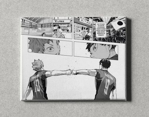 Картина на холсте в подарок- Аниме "Волейбол! : Сёё Хината и Тобио Кагэяма ", размер 40х50см