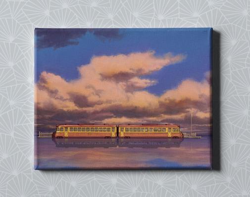 Картина на холсте в подарок- Аниме  "Унесенные призраками - Поезд в воде", размер 30х40см