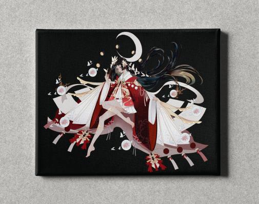 Картина на холсте в подарок- Аниме девушка в кимоно, размер 50х40см