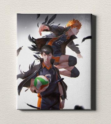 Картина на холсте в подарок- Аниме "Волейбол!! Тобио и Хината ", размер 30х40см