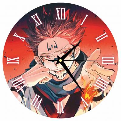 Часы настенные, серия Аниме "Магическая битва: Итадори Юдзи - Двуликий (Сукуна)" 25см, плавный бесшумный механизм