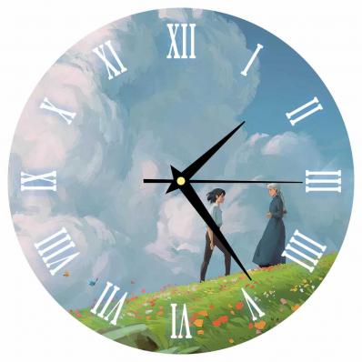 Часы настенные, серия Аниме "Ходячий замок: Хаул и Софи" 25см, плавный бесшумный механизм