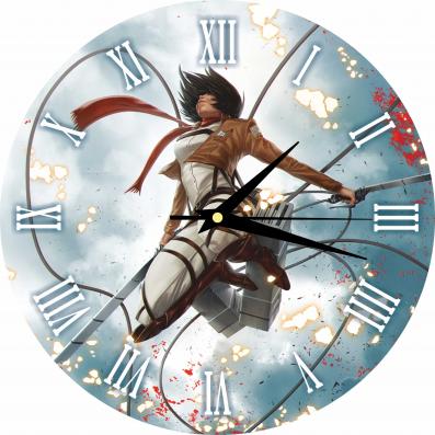 Часы настенные, серия Аниме "Атака Титанов: Микаса" 25см, плавный бесшумный механизм