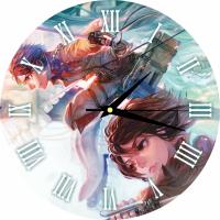 Часы настенные, серия Аниме "Атака Титанов: Эрен и Микаса" 25см, плавный бесшумный механизм