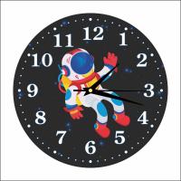 Часы настенные детские "Космонавт" 25см, плавный бесшумный механизм