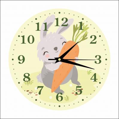 Часы настенные детские "Зайка с морковкой" 25см, плавный бесшумный механизм
