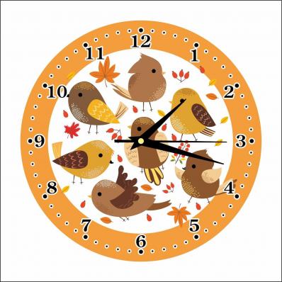 Часы настенные детские "Птички" 25см, плавный бесшумный механизм