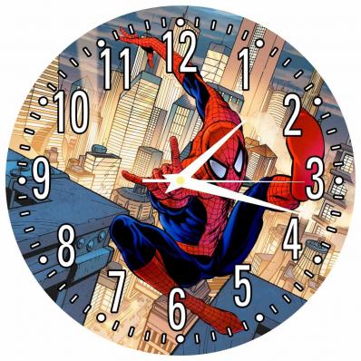 Часы настенные детские "Супергерои: Человек Паук" 25см, плавный бесшумный механизм, белые стрелки