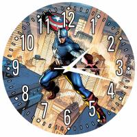 Часы настенные детские "Супергерои: Капитан Америка" 25см, плавный бесшумный механизм, белые стрелки