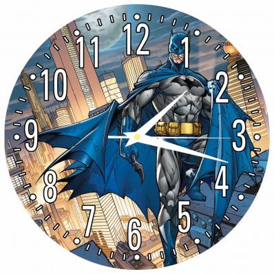 Часы настенные детские "Супергерои: Бэтмен" 25см, плавный бесшумный механизм, белые стрелки