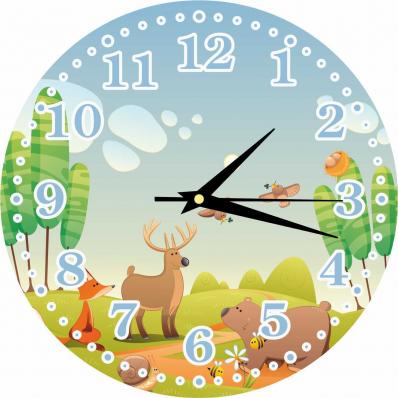 Часы настенные детские "Лес: животные" 25см, плавный бесшумный механизм