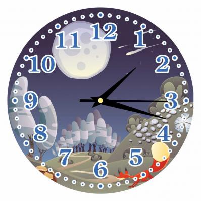 Часы настенные детские "Лес: в лунном свете" 25см, плавный бесшумный механизм