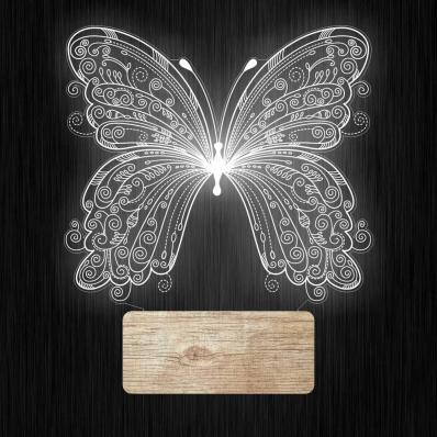 3Д Ночник 3D декоративный светильник - Бабочка