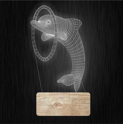 3Д Ночник 3D декоративный светильник - Дельфин
