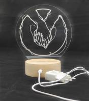3Д Ночник 3D декоративный светильник - Любовь: Сплетение рук №1