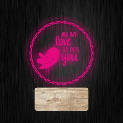 3Д Ночник 3D декоративный светильник - Вся моя любовь для Тебя / All my love is for You
