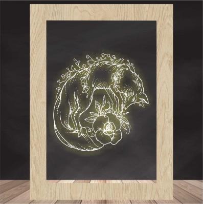 3Д Ночник с гравировкой / декоративный светильник в подарок - Серия животные "Лиса"
