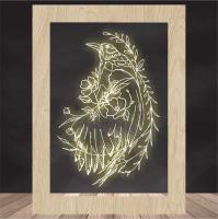 3Д Ночник с гравировкой / декоративный светильник в подарок - Серия животные "Ворон"
