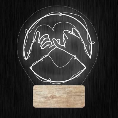 3Д Ночник 3D декоративный светильник - Любовь: Сплетение рук №2