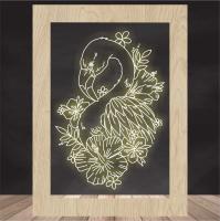 3Д Ночник с гравировкой / декоративный светильник в подарок - Серия животные "Фламинго"